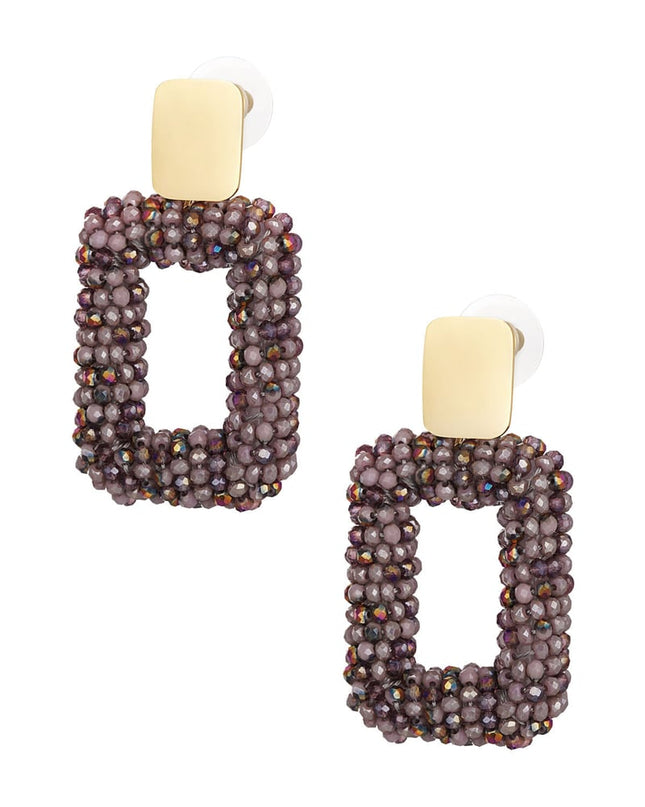 rechthoek oorbellen met glaskralen