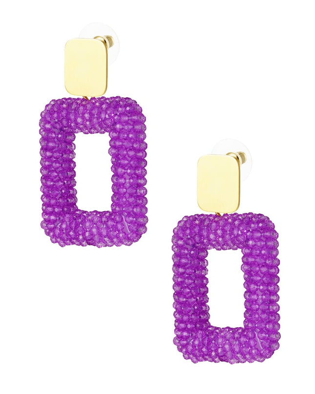 rechthoek oorbellen met glaskralen