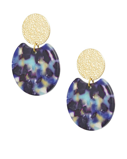 Oorbellen statement met gekleurd detail - Goud kleur/blauw