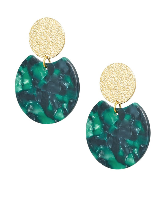 Oorbellen statement met gekleurd detail - Goud kleur/blauw