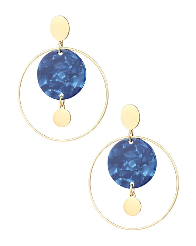 Oorbellen cirkel met print - zwart/Goud kleur