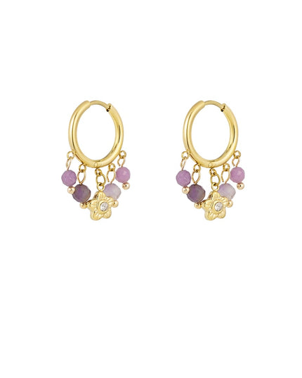 Oorbellen steentjes slinger - Goud kleur/zwart