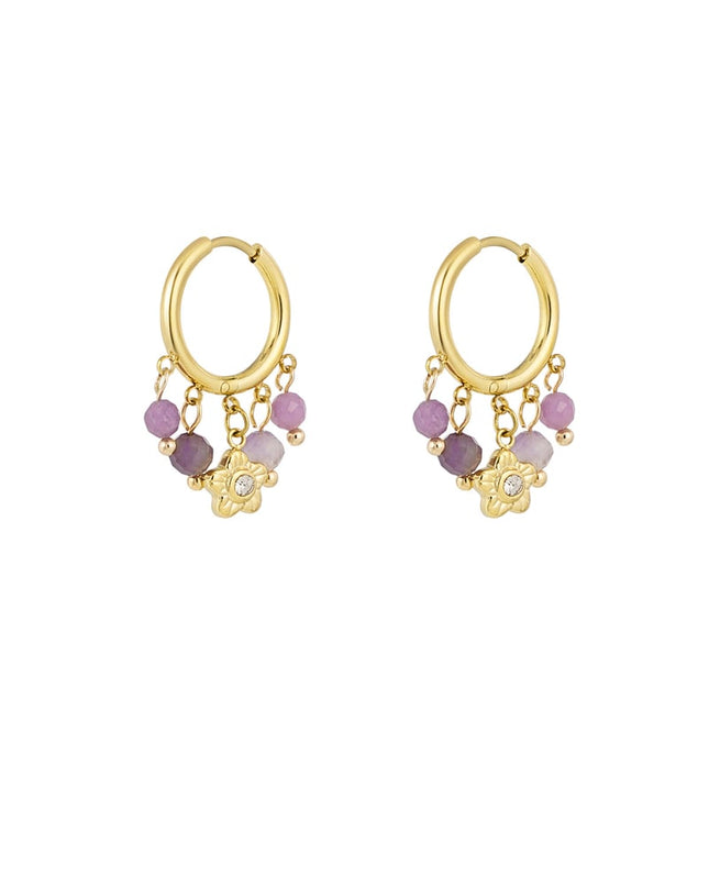 Oorbellen steentjes slinger - Goud kleur/zwart