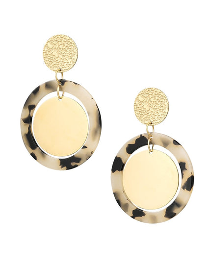 Oorbellen cirkels met print - Goud kleur/lila