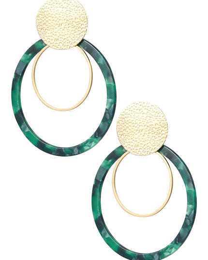 Oorbellen cirkels met print - Goud kleur/bruin