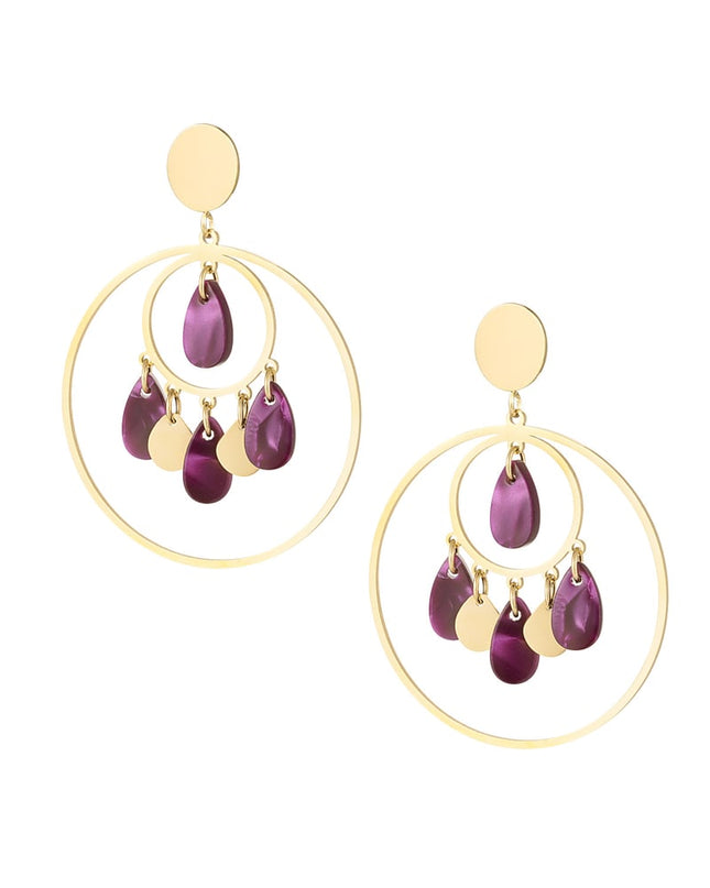 Oorbellen cirkels met coins - Goud kleur/groen