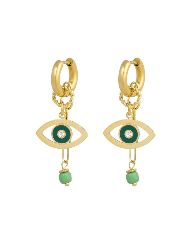 oorbellen eye see you - groen 