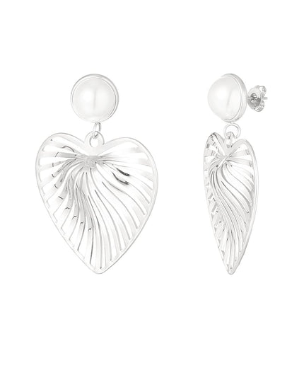 oorbellen hart met parel