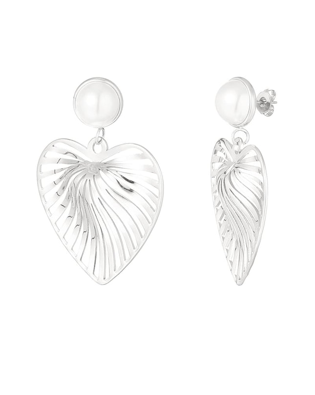 oorbellen hart met parel