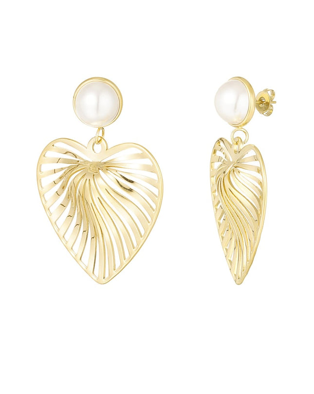 oorbellen hart met parel