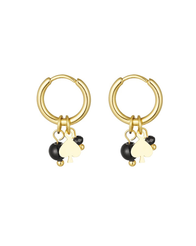 oorbellen natuursteen met poker detail