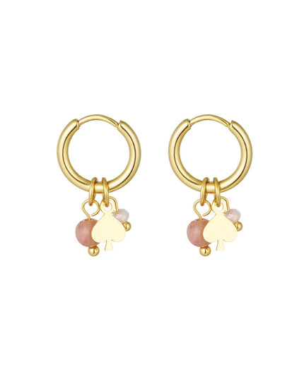 oorbellen natuursteen met poker detail