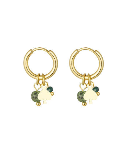 oorbellen natuursteen met poker detail