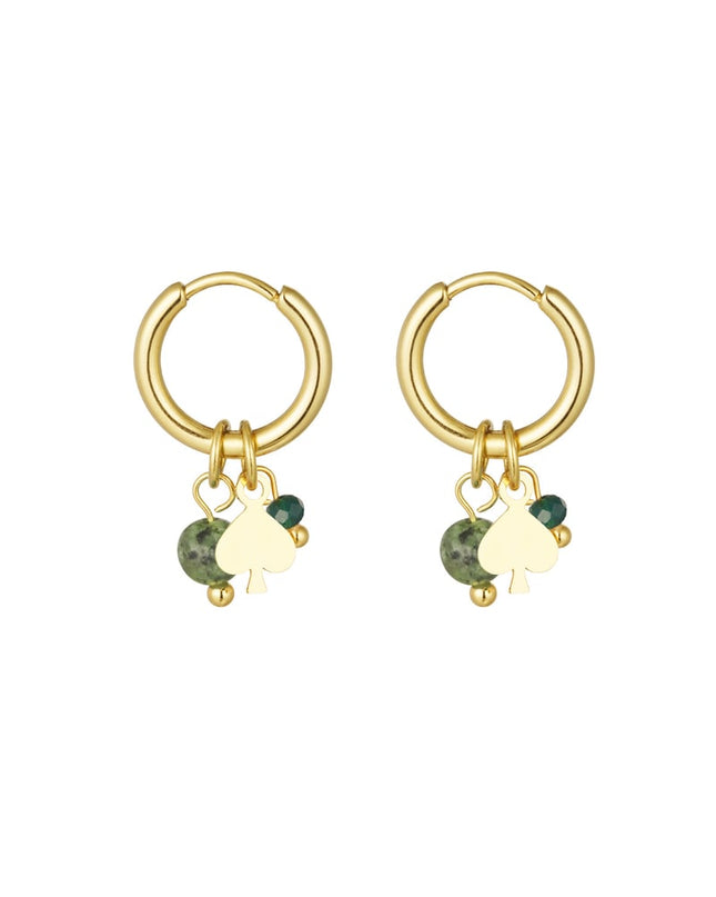 oorbellen natuursteen met poker detail