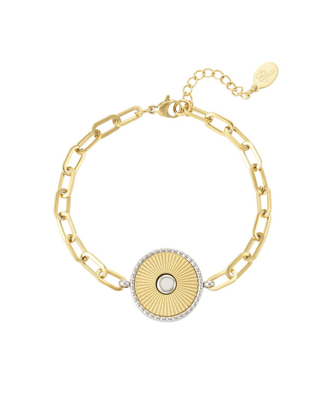 schakel armband met goud/ zilver detail