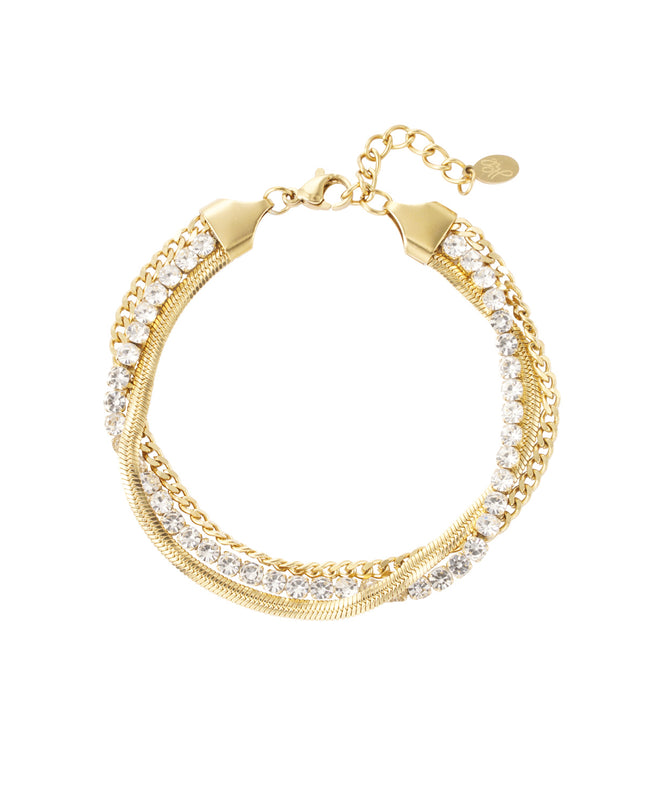 armband dubbele laag steentjes
