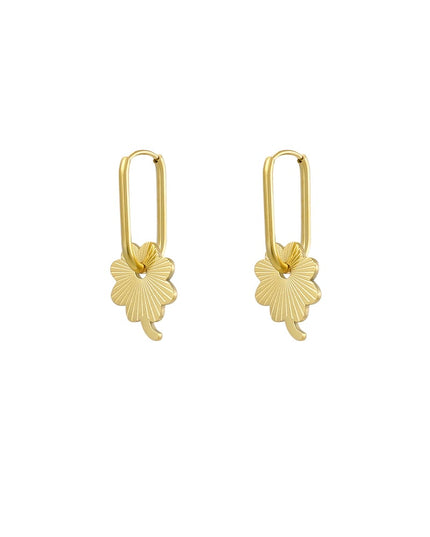 oorbellen langwerpig met bloem