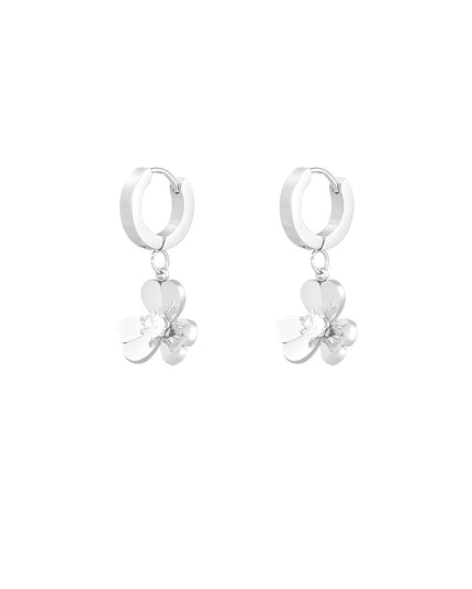 oorbellen bloem met steen