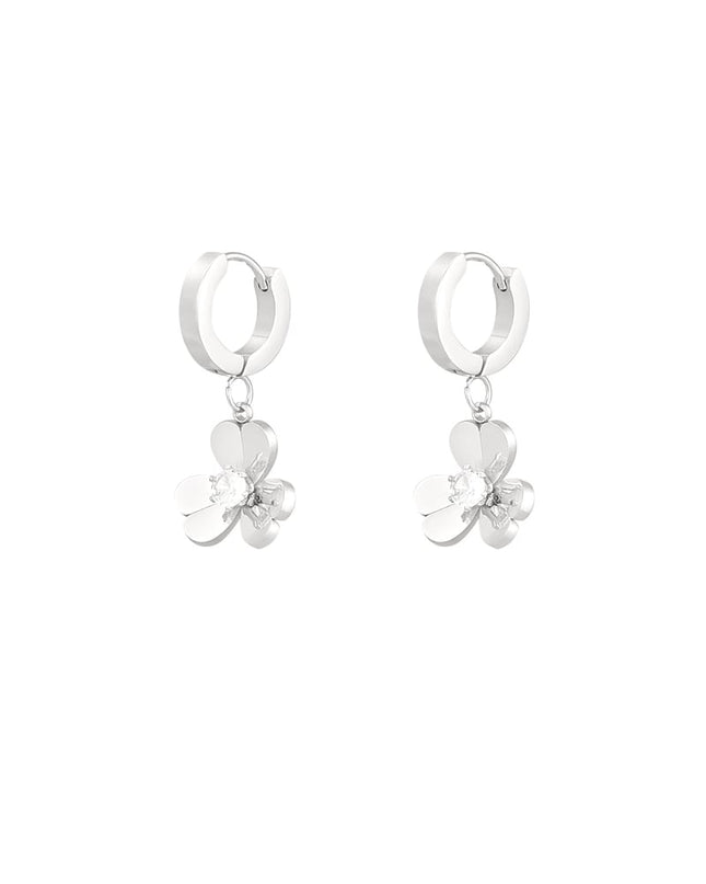 oorbellen bloem met steen