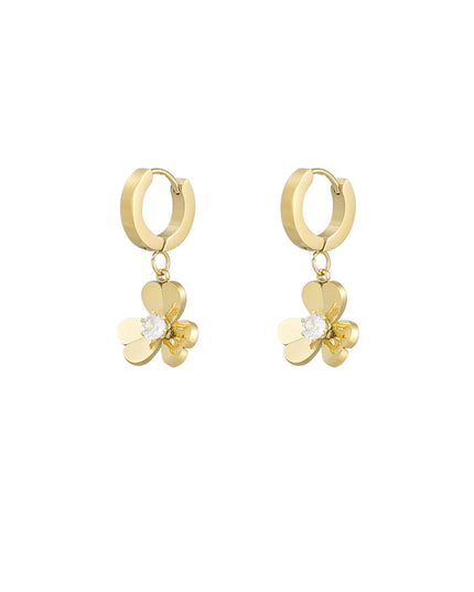 oorbellen bloem met steen