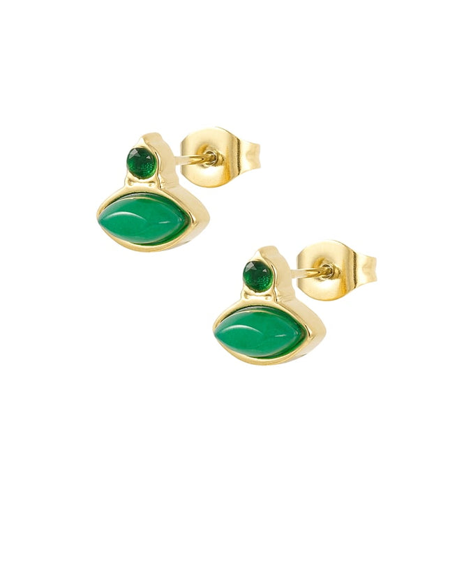 Vintage oorbellen rhinestone knopjes - smaragd lichtgroen