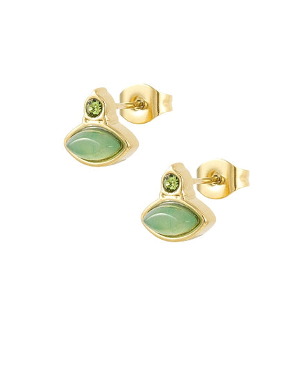 Vintage oorbellen rhinestone knopjes - smaragd lichtgroen