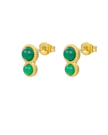 oorstekers dubbele natuursteen basic - groen 