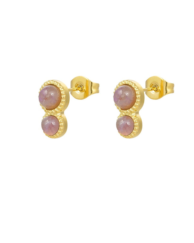 oorstekers dubbele natuursteen basic - groen 