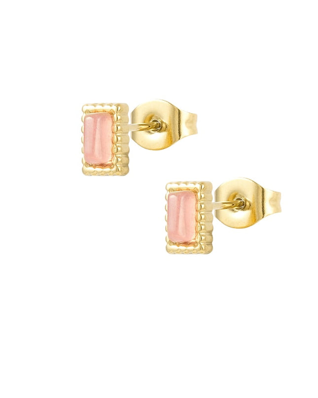 Oorstekers rechthoek randje - poederroze