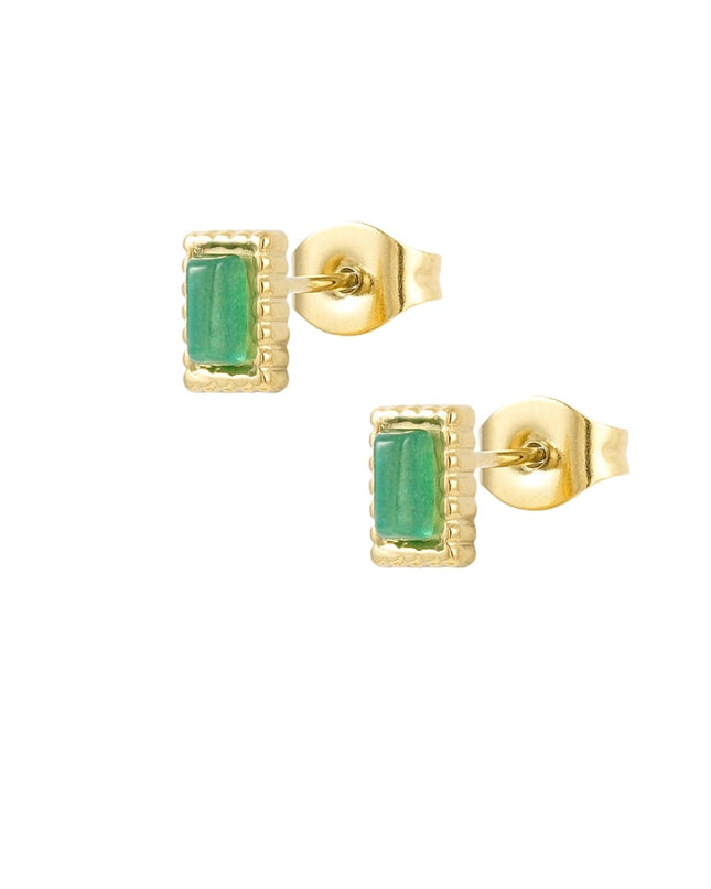 Oorstekers rechthoek randje - poederroze