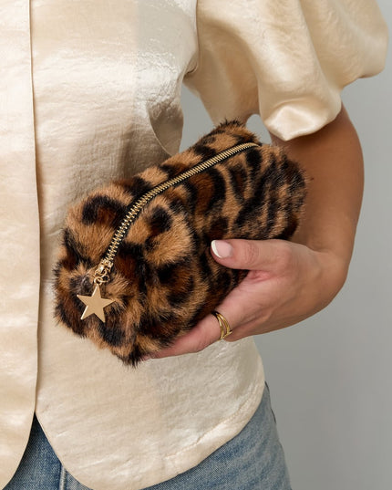 Leopard print makeup bag