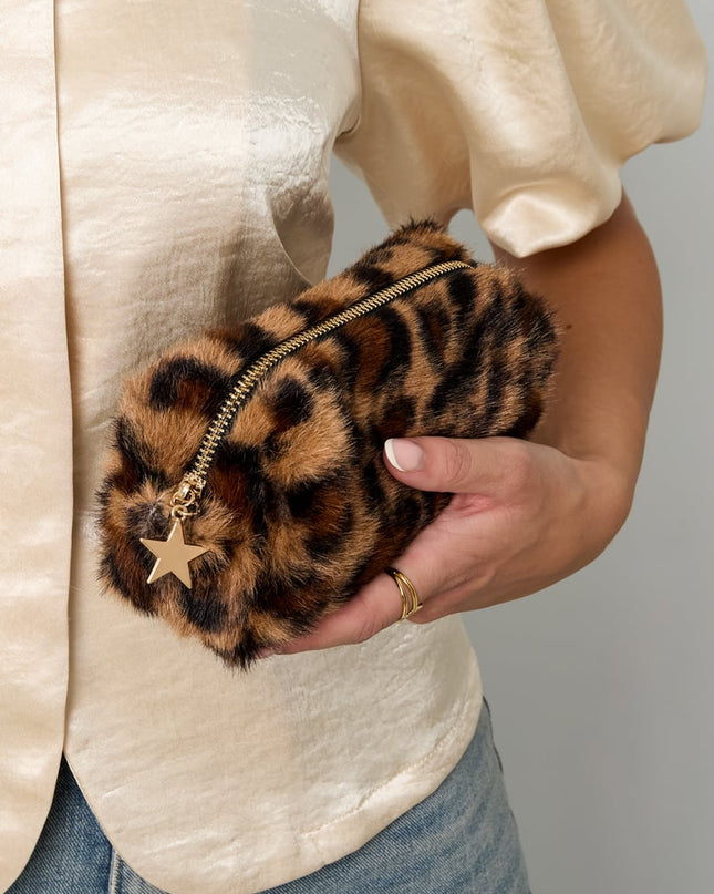 Leopard print makeup bag
