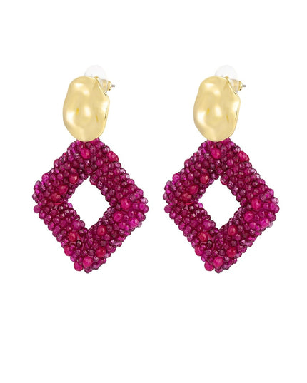 oorbel glaskralen ruit