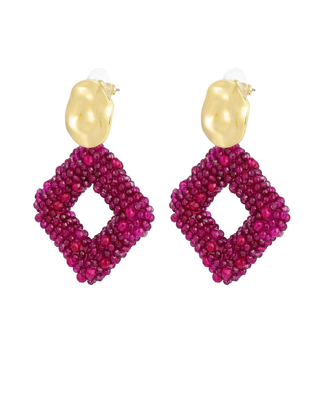 oorbel glaskralen ruit