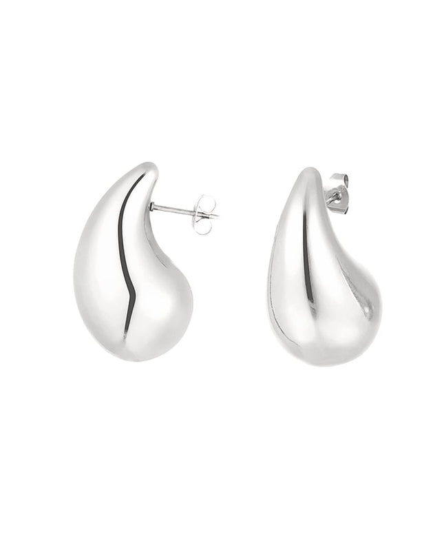 Dames oorbellen met dikke koepel en druppelvormige druppel van roestvrij staal - medium