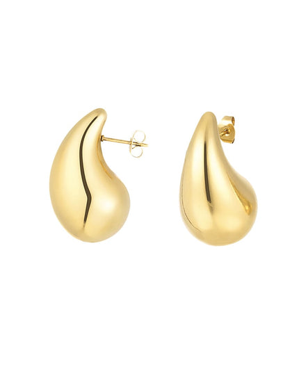 Dames oorbellen met dikke koepel en druppelvormige druppel van roestvrij staal - medium