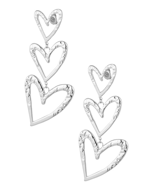 triple hart oorbel met structuur