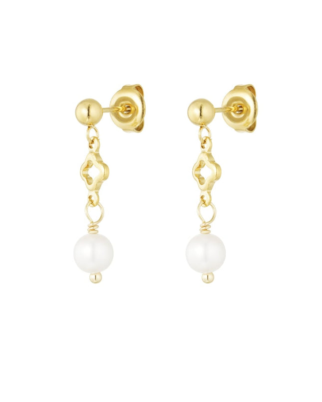 oorbellen klaver en parel bedel