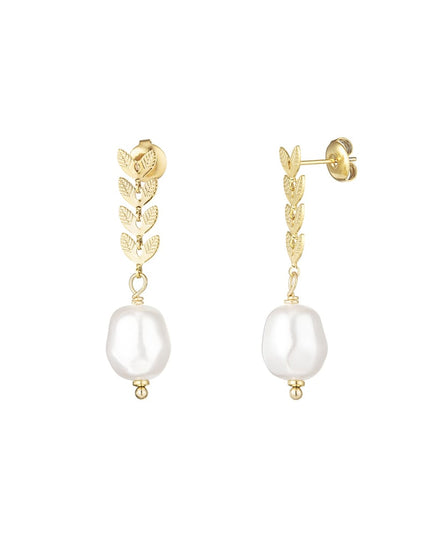 oorbellen met blaatjes en parel