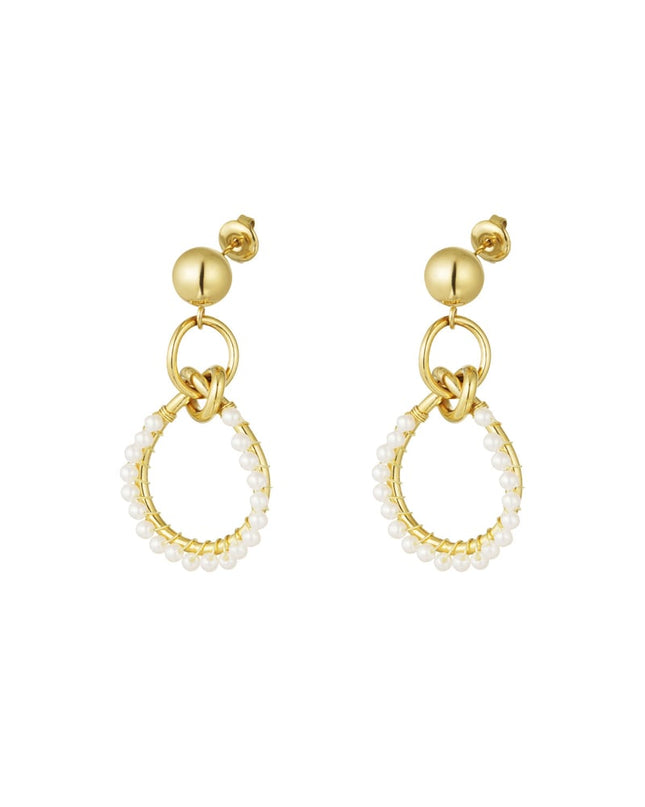 oorbellen triple rond met parels