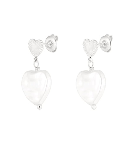 dubbele hart oorbellen grote parel