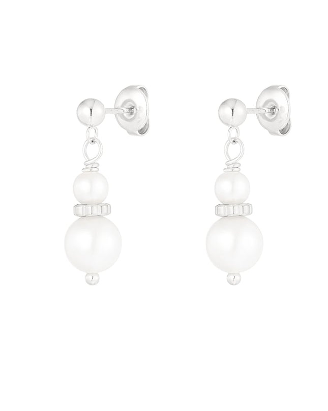 oorbel met twee parel hangers