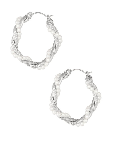 ronde gedraaide rope oorbellen met parels