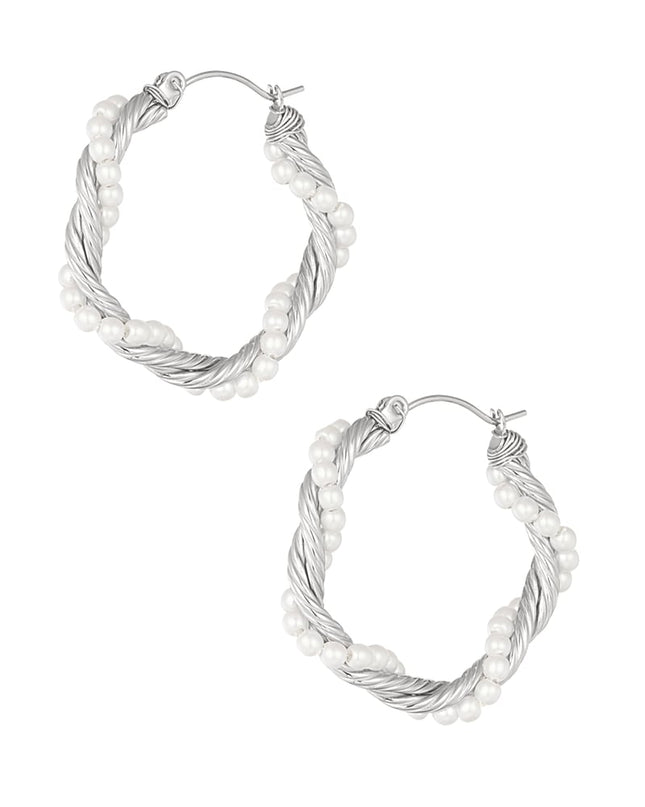 ronde gedraaide rope oorbellen met parels