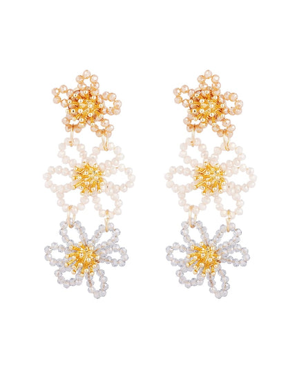 Flower party statement oorbellen - oranje/paars