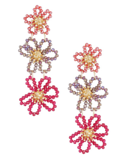 Flower party statement oorbellen - oranje/paars