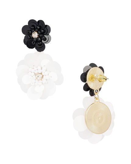 Oorbellen bloemen seizoen - zwart wit