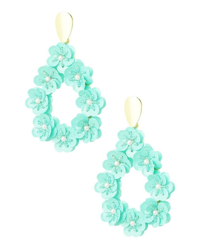 Ronde bloemen statement oorbellen - groen/Goud kleur
