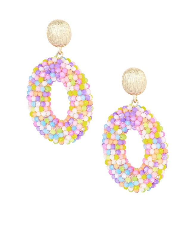 Ovale discodip oorbel - multi