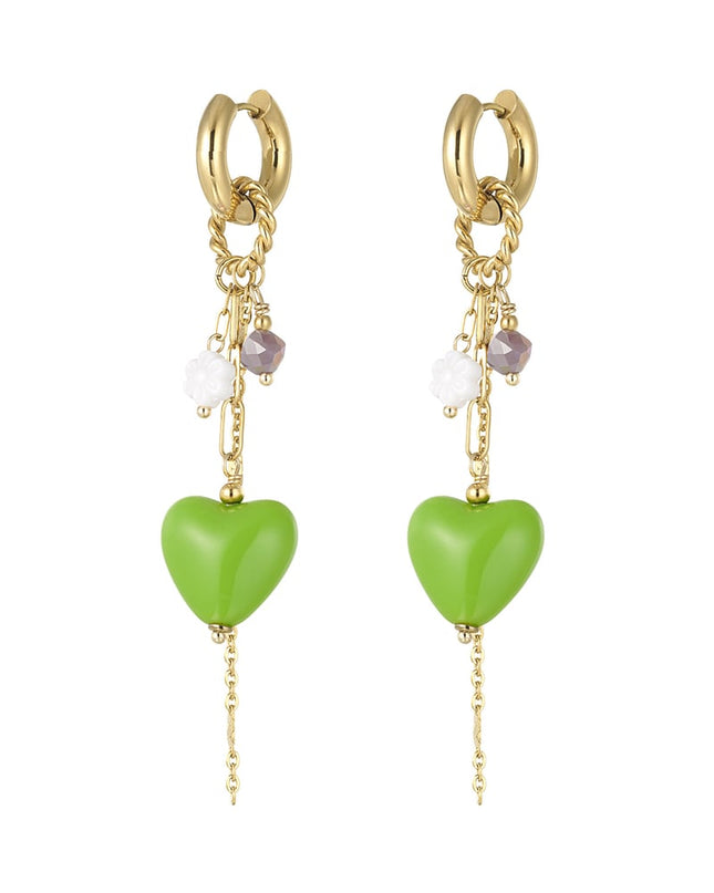 Oorbellen love party - groen/paars